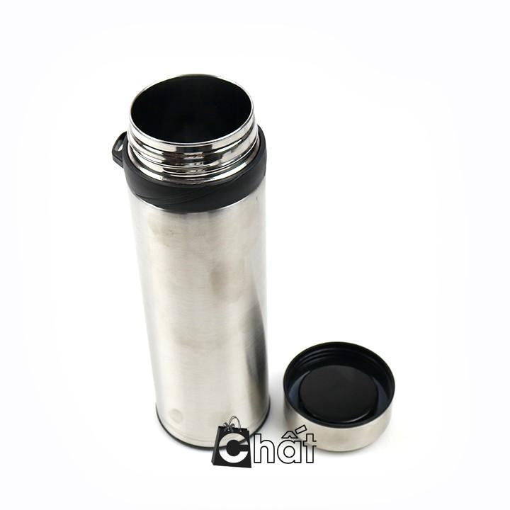 Bình đựng nước inox 600ml có dây treo nắp ron cao su đậy kín cao cấp