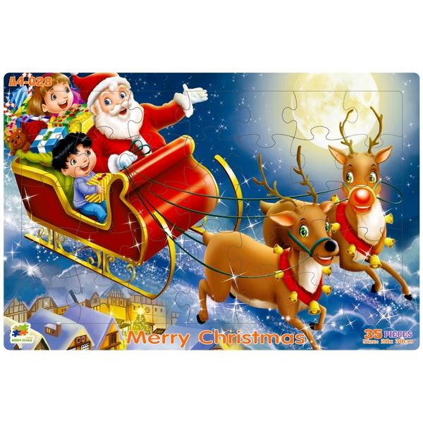 Bộ Xếp Hình Khổ A4 Puzzle Minh Châu 35-028 - Merry Christmas (35 Mảnh Ghép)