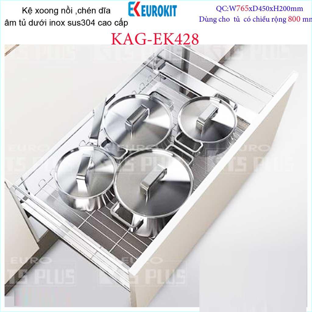 Kệ chén bát xoong nồi Euro âm tủ bếp inox 304, Kệ đa năng ray kéo tủ bếp dưới 60cm,-70cm-80cm-90cm, khuyến mãi phí lắp