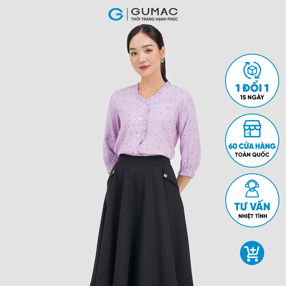 Áo sơ mi kiểu nữ GUMAC AC07015 thiết kế viền bèo nữ tính, thanh lịch