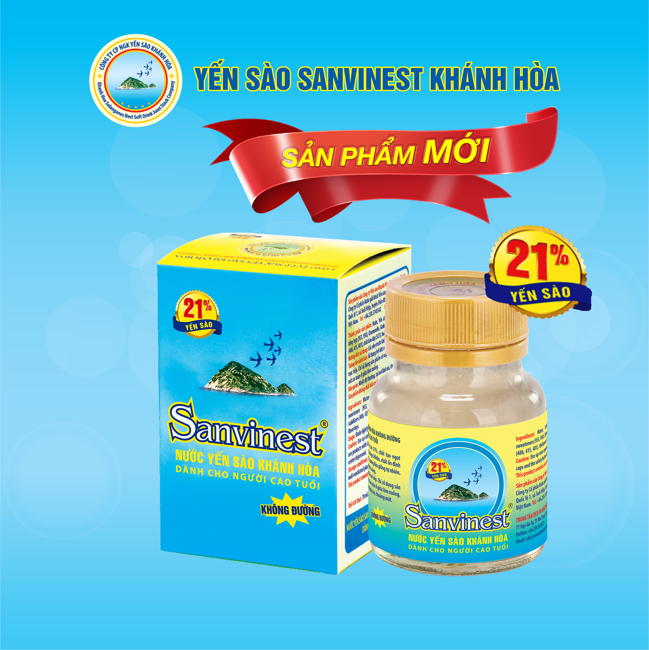 Nước Yến sào Sanvinest Khánh Hòa không đường dành cho người cao tuổi lọ 70ml - S206