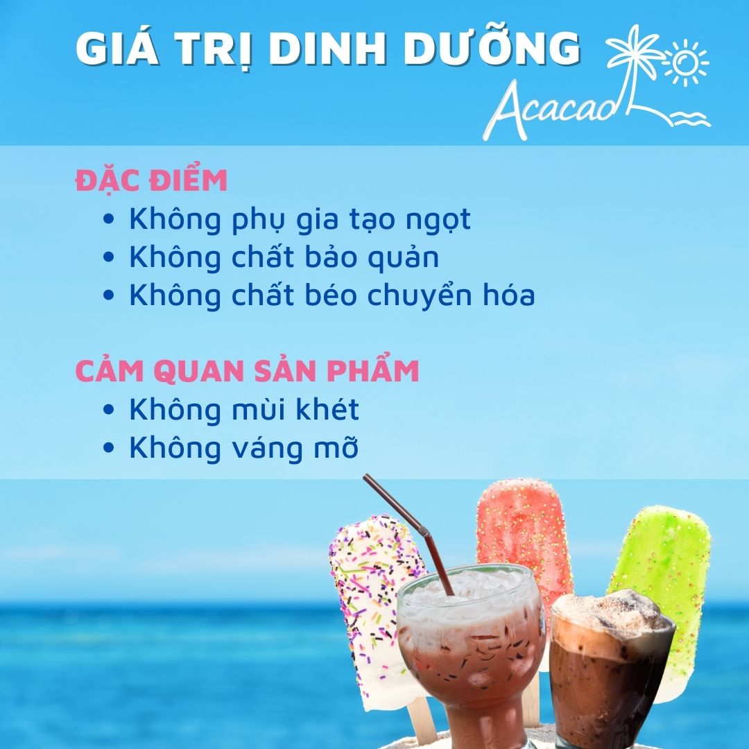MUA 1 TĂNG 1 Bột cacao hòa tan CÓ ĐƯỜNG Acacao ca cao uống liền dạng gói TIỆN LỢI DINH DUONG