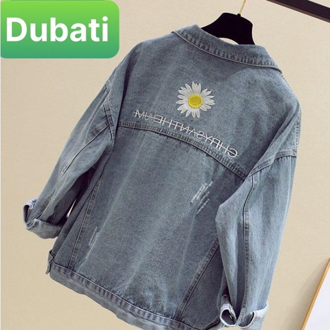 ÁO KHOÁC JEAN NAM NỮ CHẤT BÒ THÊU HOA CÚC CHỮ SAU LƯNG PHONG CÁCH CAO CẤP NHẬT BẢN- DUBATI FASHION