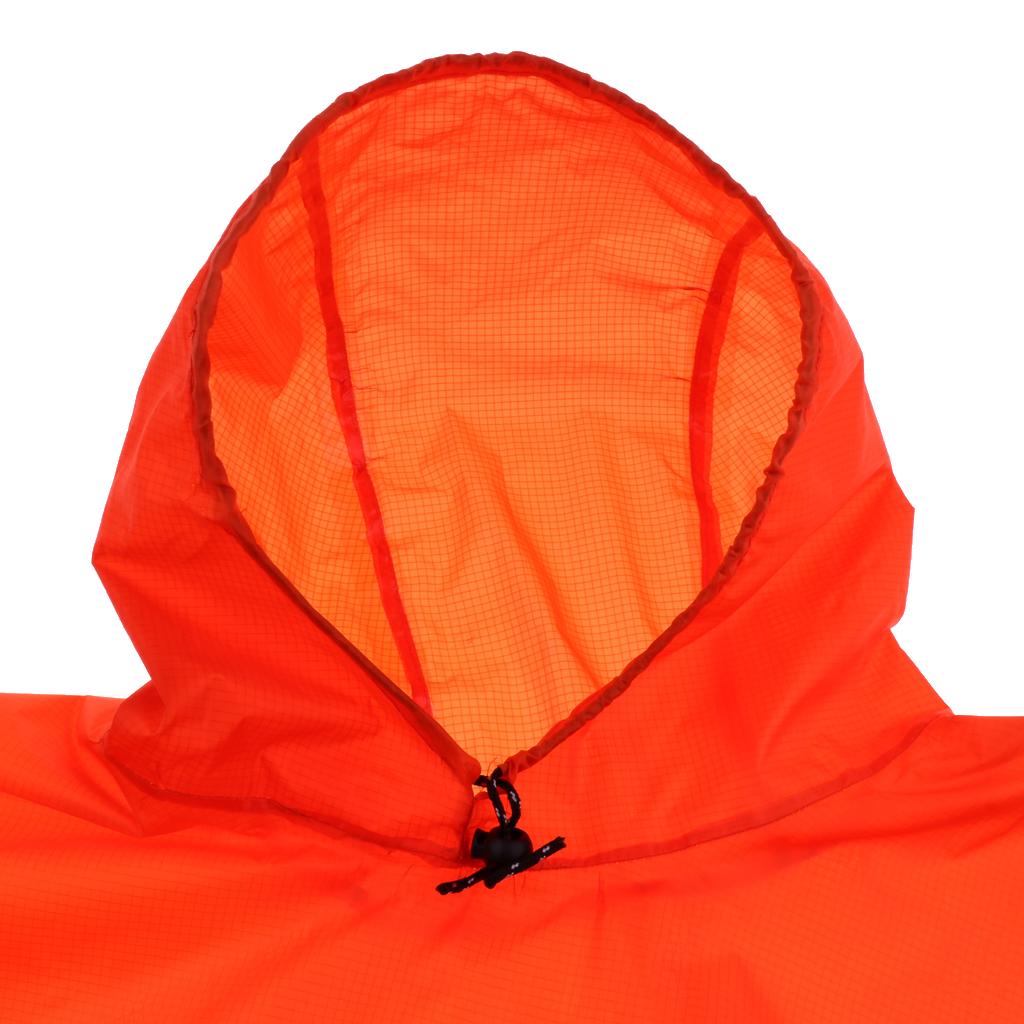 Outdoor 3in1 Raincoat Poncho Backpack Rain Cover Tent Mat Waterproof Orange