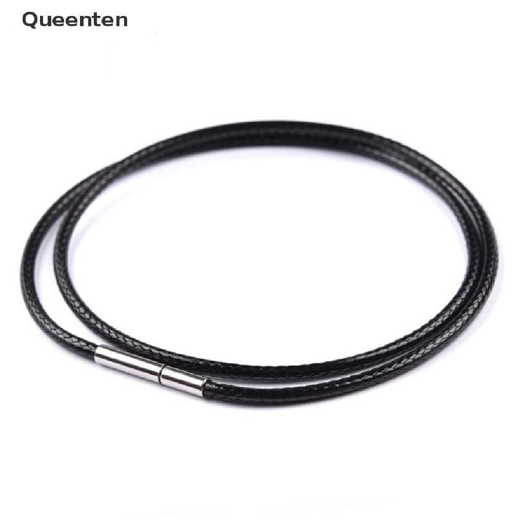 Queenten Black Wax Leather Cord Stainless Steel Rotary Clasp Necklace Choker Rope Jewelry QT