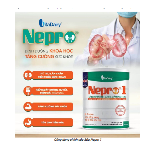 Sản phẩm dinh dưỡng giảm protein Nepro 1- dành cho người bệnh thận có urê huyết tăng