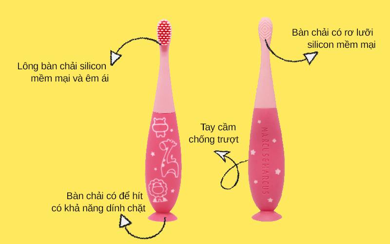 Bàn chải đánh răng silicon cho bé Marcus &amp; Marcus, từ 2 tuổi