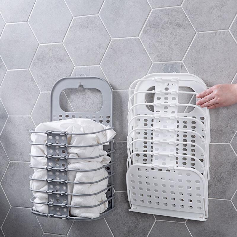 Giỏ nhựa đựng quần áo treo tường gấp gọn tiện lợi
