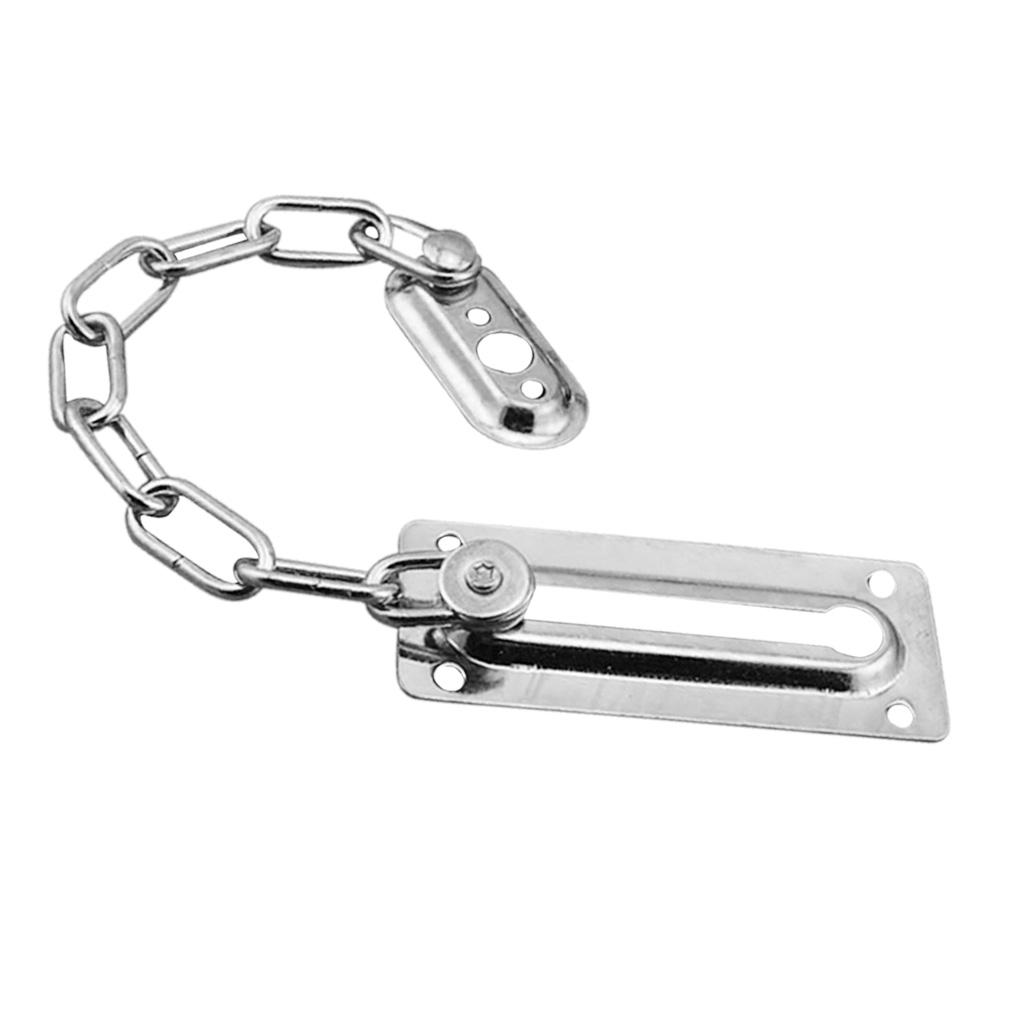2x Stainless Steel Door Chain Guard Lock Slide Bolt for Home Security Silver