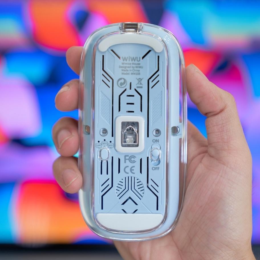Chuột quang không dây cho IPad , Laptop , Mac book chính hãng WI WU Mouse Crystal WM105 thiết kế trong suốt lộ cơ - hàng chính hãng
