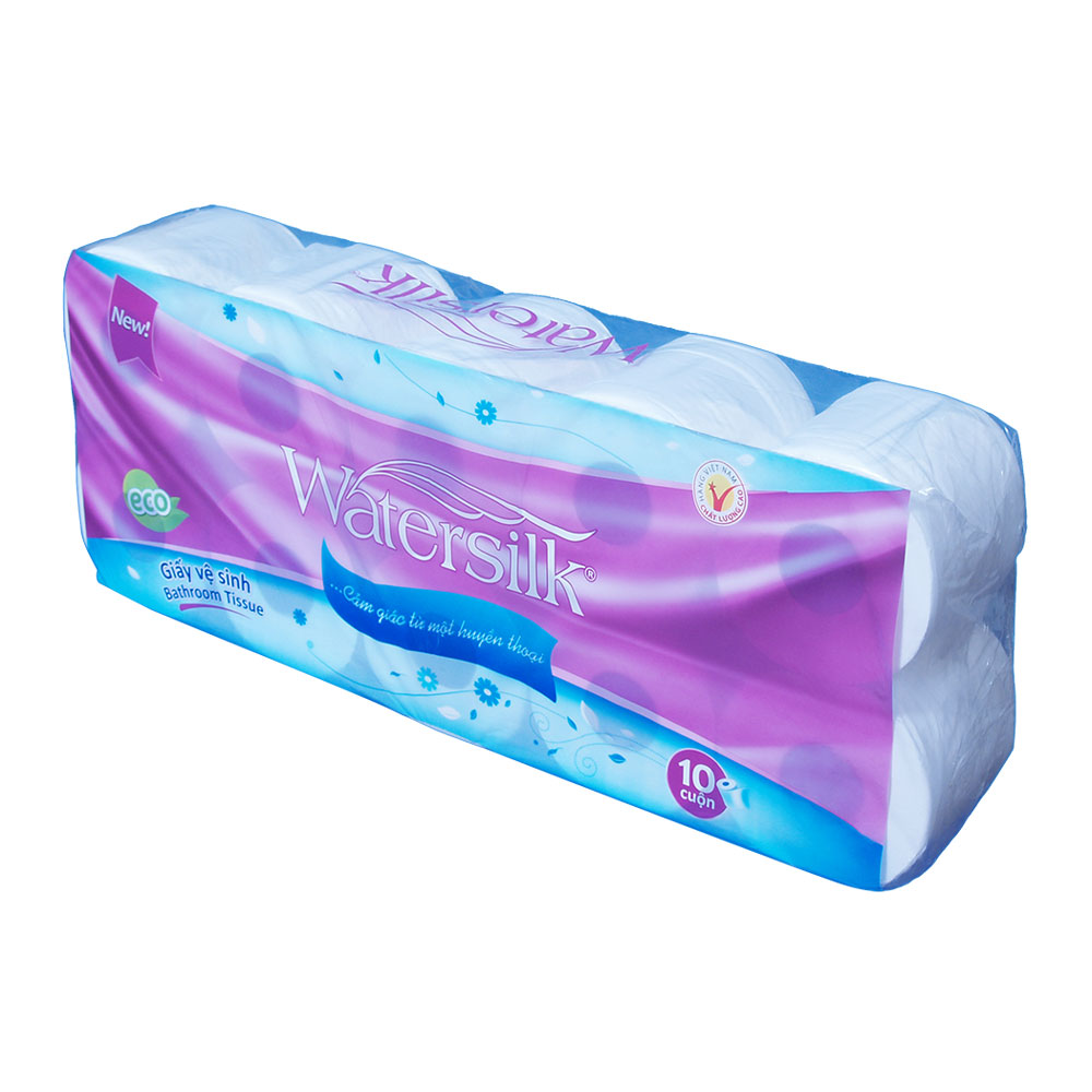 Giấy vệ sinh WATERSILK ECO 36M (R) Có Lõi 3 Lớp siêu dai mịn 1.5Kg - 100% Bột giấy nguyên sinh - Hàng chính hãng.