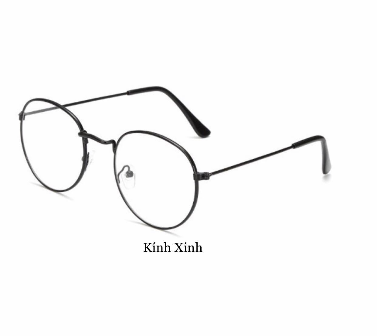 Kính Mắt Nam Nữ Thời Trang Mắt Tròn Unisex Kim Loại Gọng Tăm