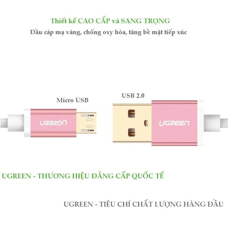 Ugreen UG20836US134TK 2M Màu Trắng Cáp sạc USB 2.0 sang Micro USB - HÀNG CHÍNH HÃNG