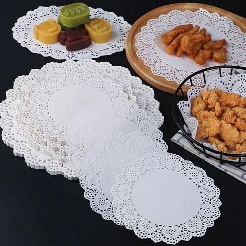 Giấy Nến Thấm Dầu Ăn Thực Phẩm Chịu Nhiệt, Chống Ẩm, Chống Thấm, Hút Dầu Mỡ Họa Tiết Hoa Văn Đục Lỗ