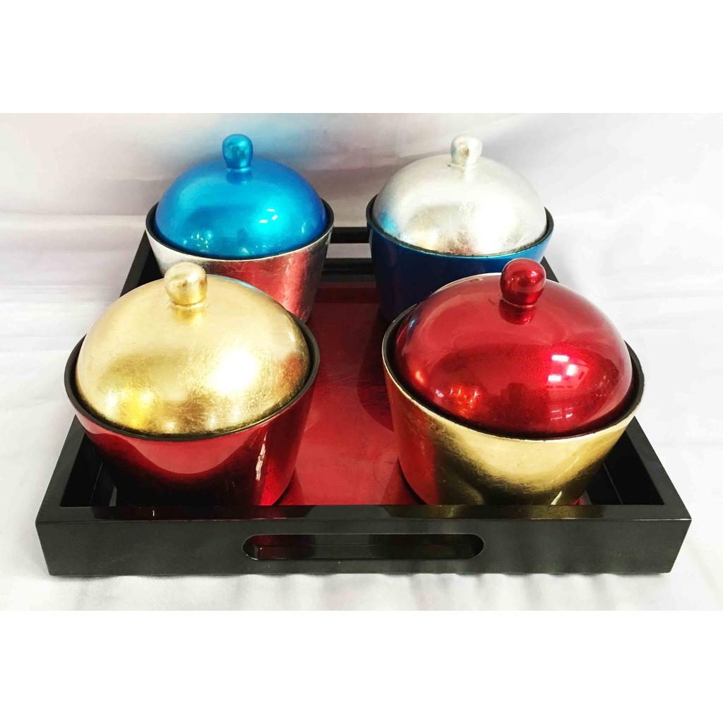 Hủ Trà cupcake Sơn Mài Cao Cấp Thanh Bình Lê đựng bánh kẹo, mứt, vật dụng nhỏ, trang trí bàn kệ, nhà cửa, văn phòng