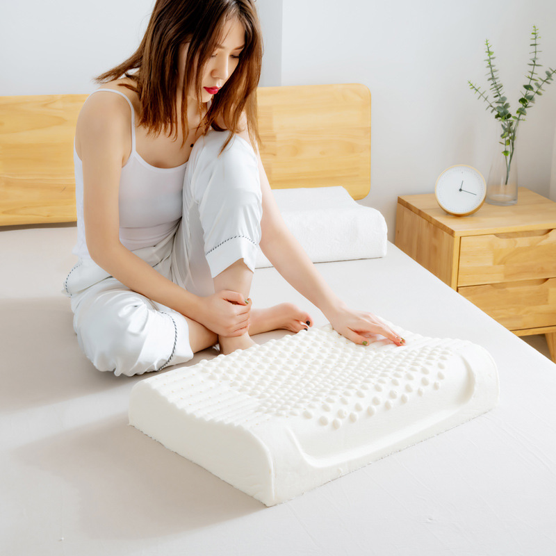 Gối Cao Su Massage Thiên Nhiên Kết Hợp Lượn Sóng Hin Home Bedding Gối Ngủ Nằm Êm Ngủ Ngon