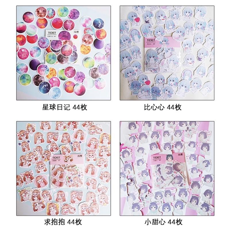 Gói 44 pcs stickers dễ thương nhiều mẫu