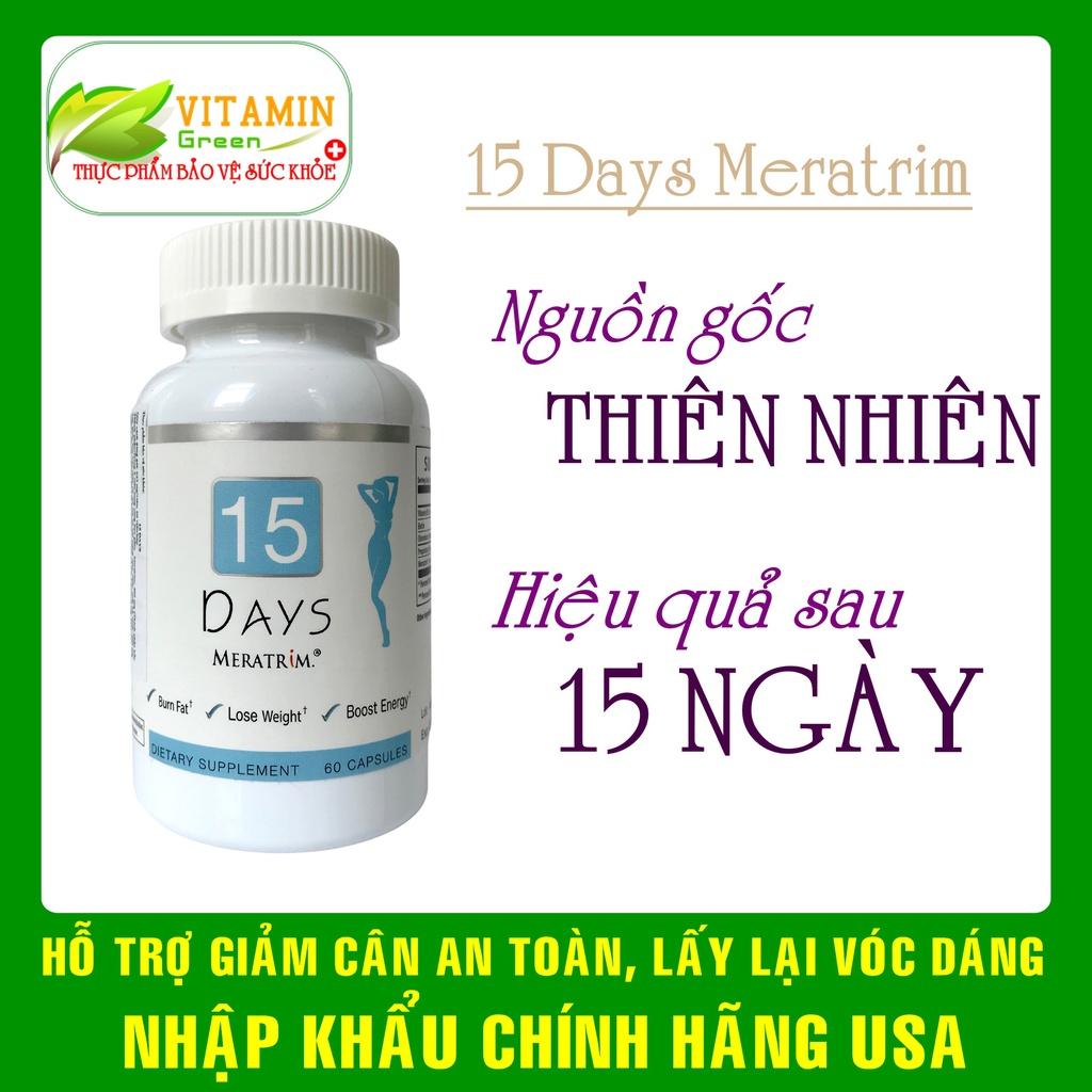 Viên uống giảm cân an toàn 15 Days Meratrim 60 viên hỗ trợ giảm béo từ thảo dược thiên nhiên | Nhập khẩu chính hãng Mỹ