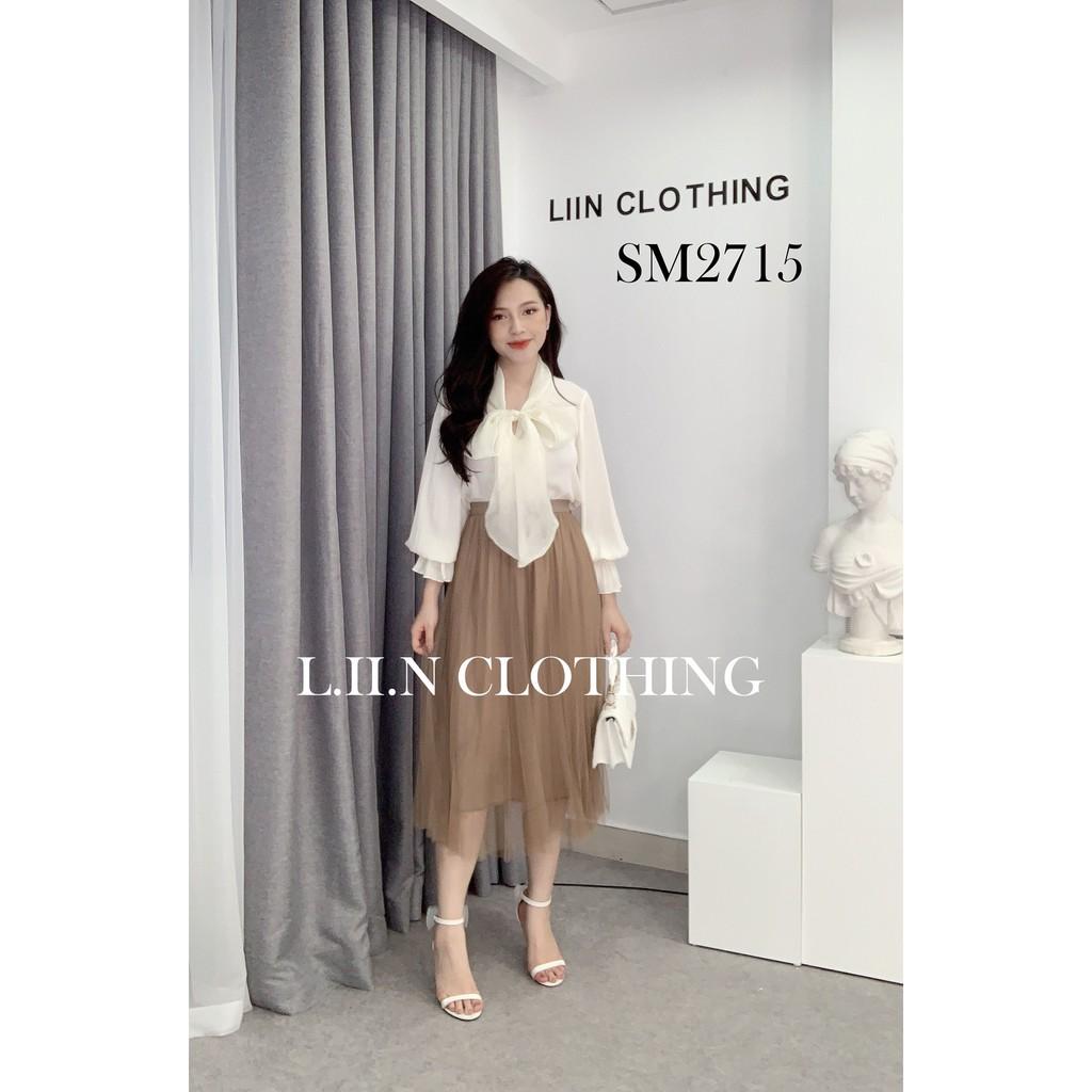 Chân váy nữ voan màu nâu cao cấp, xếp ly mềm mại Liin clothing J4104