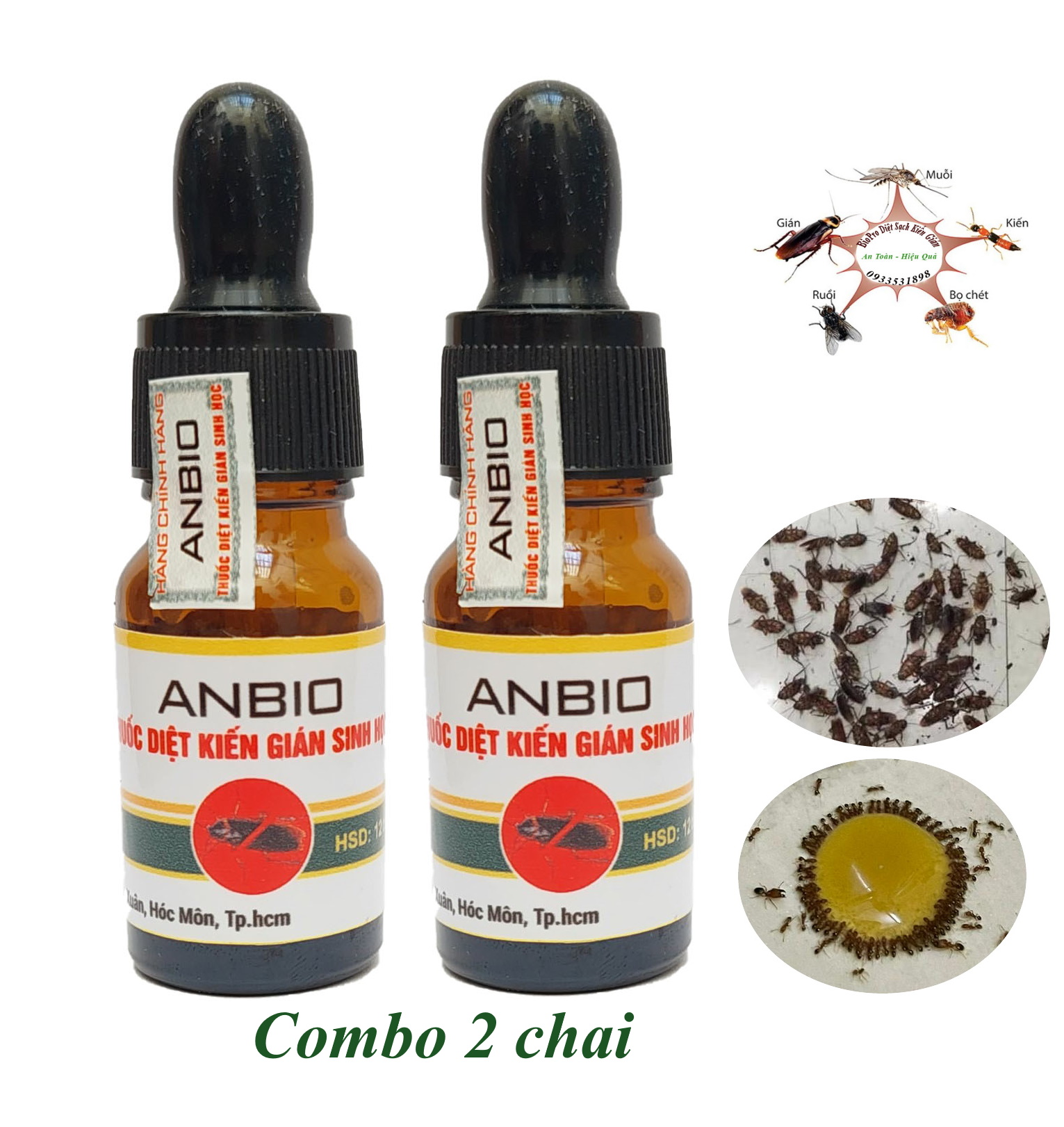 Combo thuốc diệt kiến gián ANBIO Chai 10ml Dạng ống bóp tiện lợi với hoạt chất sinh học diệt tận gốc hầu hết kiến gián