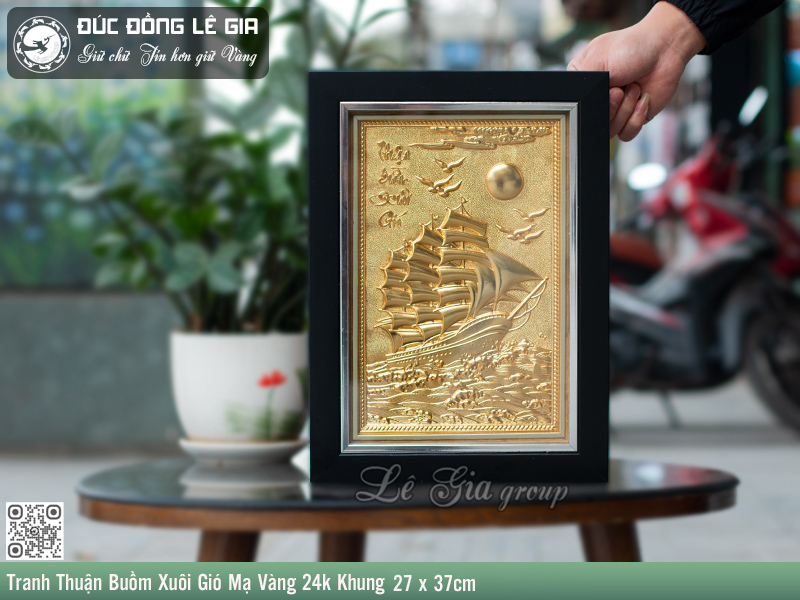 Tranh Thuận Buồm Xuôi Gió Bằng Đồng, Mạ Vàng 24k