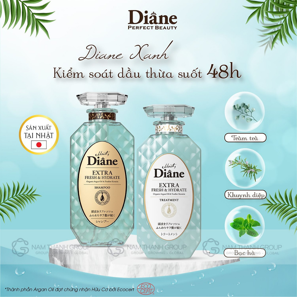 Dầu gội kiểm soát dầu, chống gàu Moist Diane Extra Fresh & Hydrate Nhật Bản 450ml