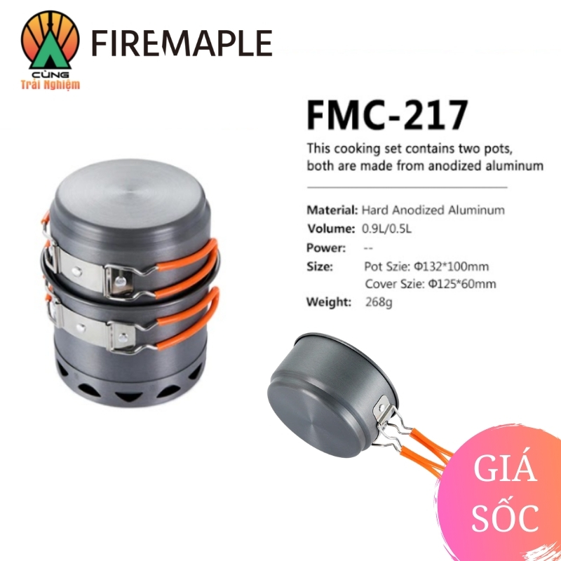 Combo Nồi Nấu Ăn 2 Trong 1 Fire Maple FMC-217 Nhỏ Gọn Tiện Lợi Chuyên Dụng Cho Du Lịch, Dã Ngoại Cắm Trại