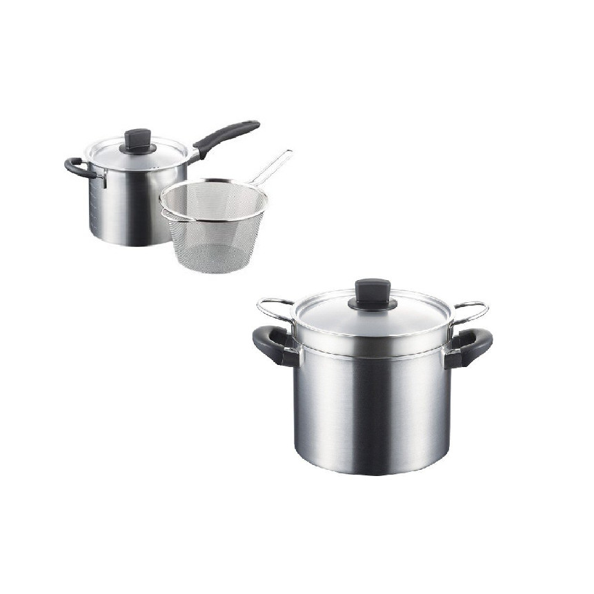 Combo 02 Bộ nồi lửng 2in1 hấp/ luộc inox có tay cầm Tsubame ( 18cm &amp; 22cm ) sử dụng được trên mọi loại bếp - Hàng nội địa Nhật Bản