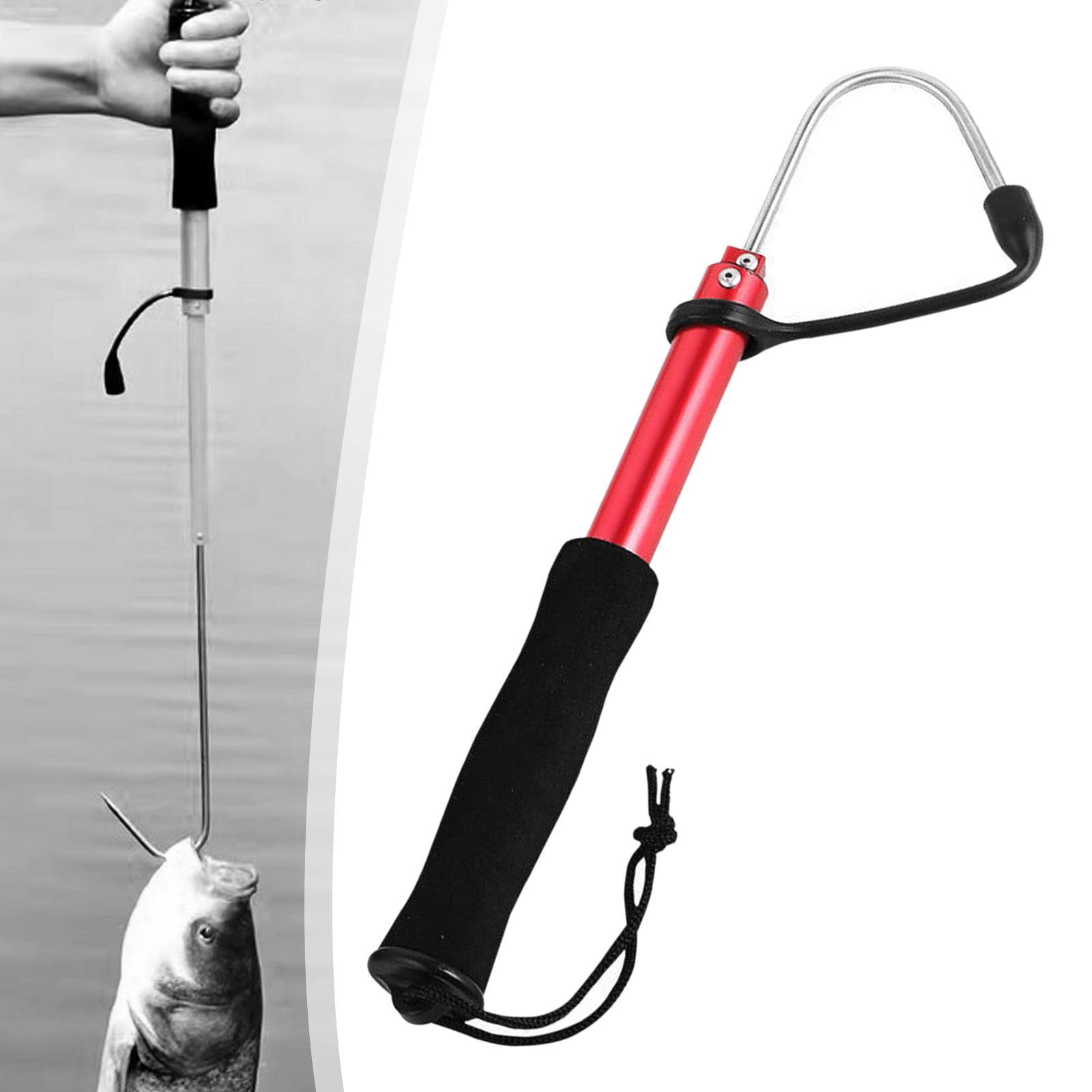 Fishing Gaff Fish Gripper Retractable Stainless Steel Fish Holder Saltwater Foldable Boat Fishing Durable Fish Lip Gripper Fishing Grip Tool