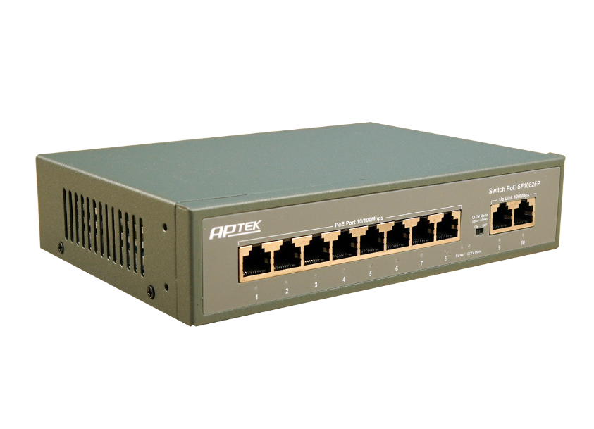 Switch APTEK SF1082FP 8 port POE &amp; 2 Uplink FE - Hàng chính hãng