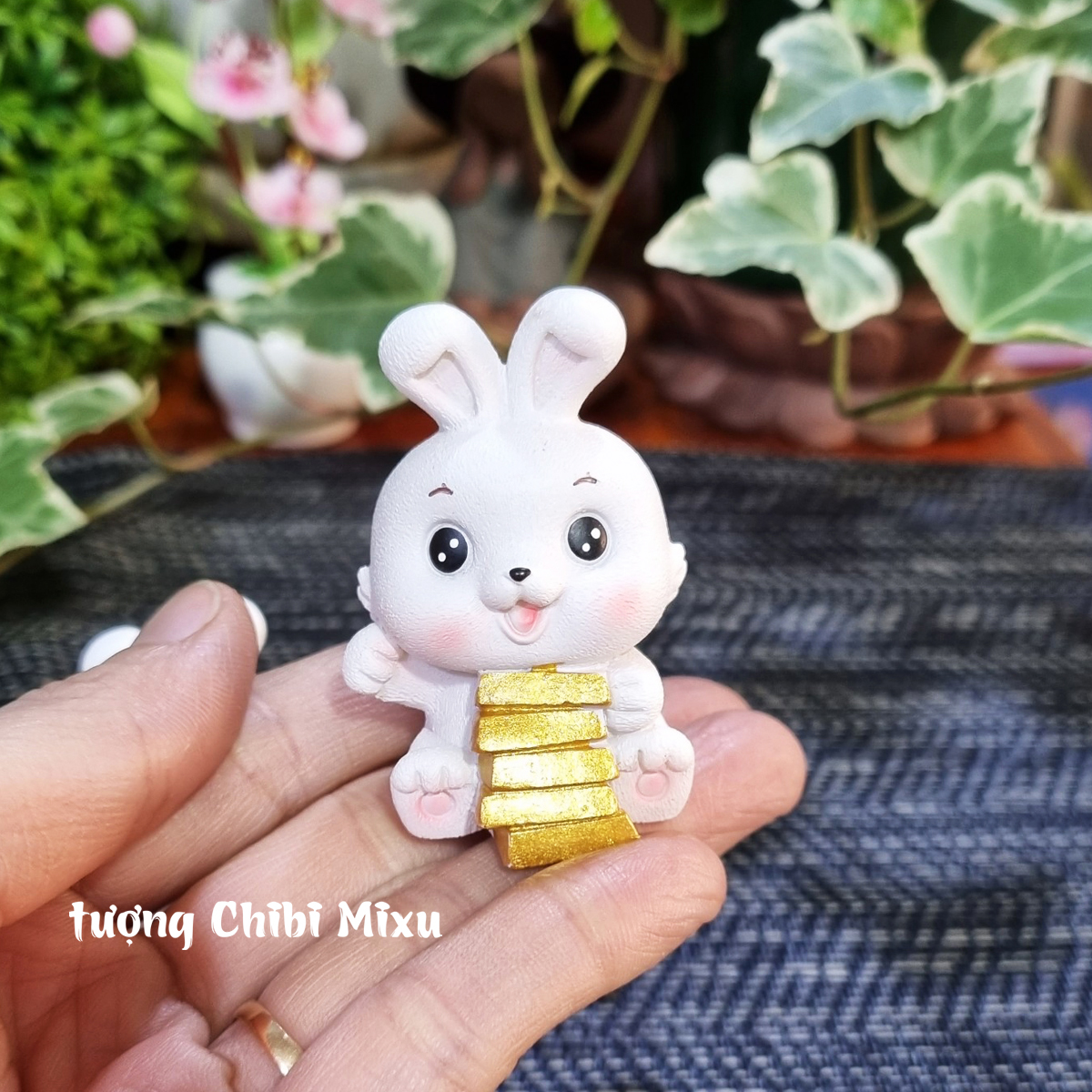 Bộ 04 tượng Thỏ trắng 5cm may mắn - tài lộc