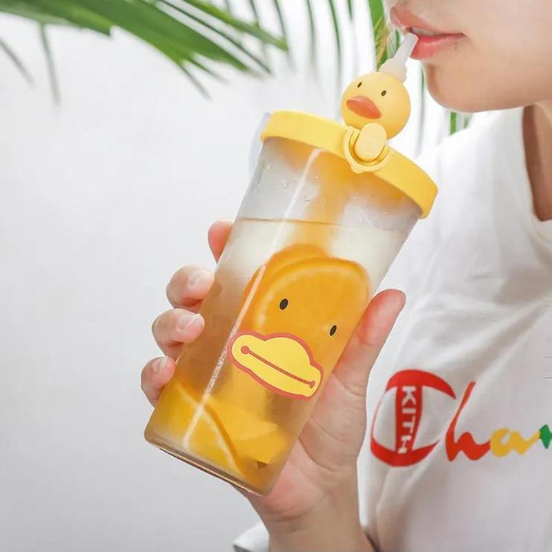 500Ml Bình Lắc Thể Thao Xe Đạp Nước Có Ống Hút Kawaii Gấu Du Lịch Trà Nước Sữa Di Động Dễ Thương Trẻ Uống chai