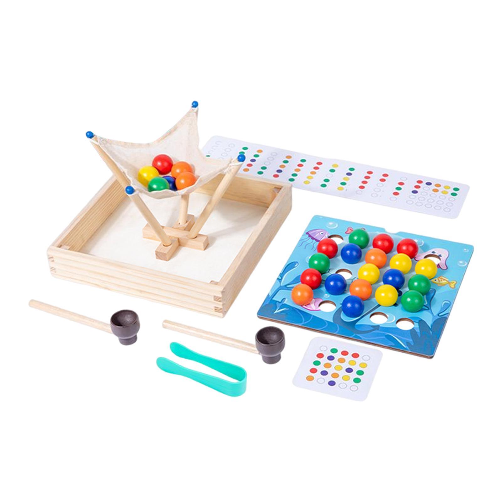 Wooden Puzzle Sorting Stacking color Sorting Matching Fine Motor Skill Learning Toy Clip Beads Game for Role Play Activity Indoor Gift