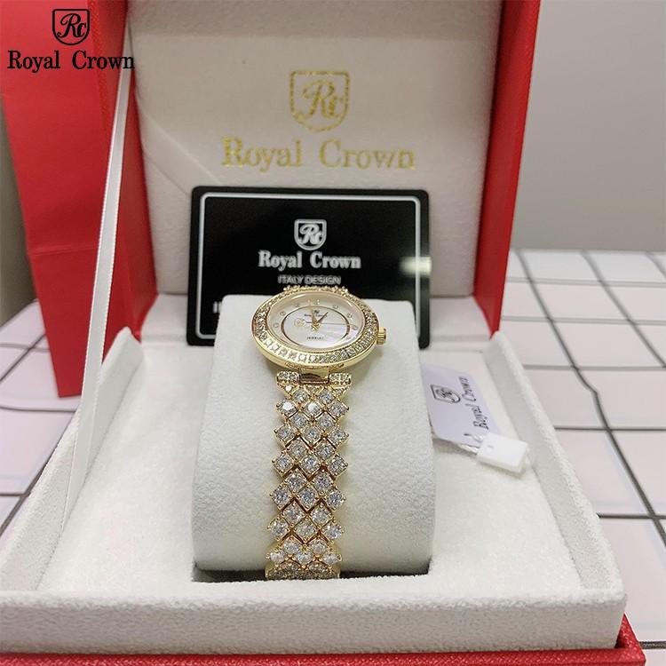 Đồng Hồ Nữ Chính Hãng Royal Crown 4617 Jewelry Dây Kim Loại Đính Đá Chống Nước Chống Xước