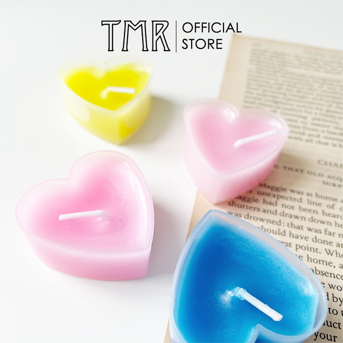 Nến Thơm TMR [1 set 2 cái]   Love Candle Tea Light  Lãng Mạn thơm Hình trái tim Không Khói Nhiều Màu