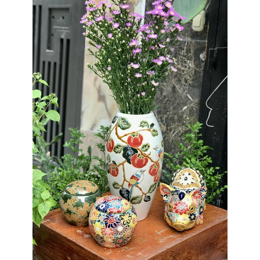 BÌNH HOA CHIM ĐÀO GỐM SỨ NAM BỘ