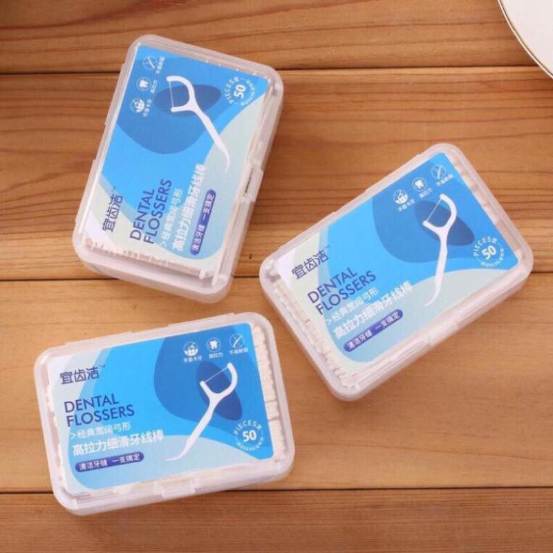 Hộp 50 Chiếc Tăm Chỉ Nha Khoa Sợi Chỉ Mảnh