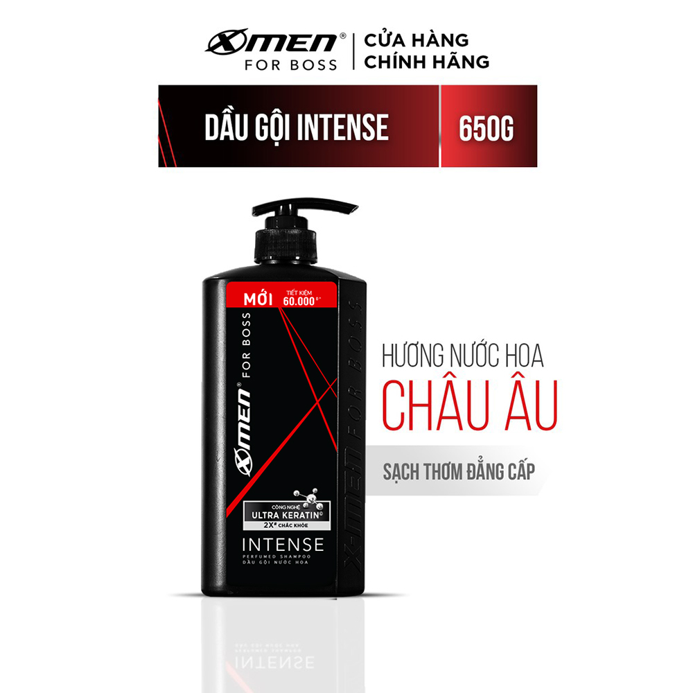 Dầu gội nước hoa X-Men For Boss Intense 650g - Mùi hương trầm đầy nội lực