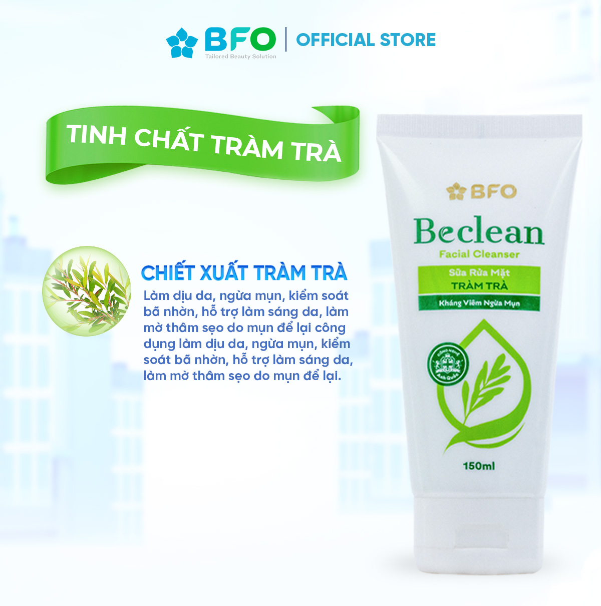 Sữa Rửa Mặt Thiên Nhiên Công Nghệ Anh Quốc Beclean Sạch Sâu Dưỡng Trắng  Dung Tích 150ml