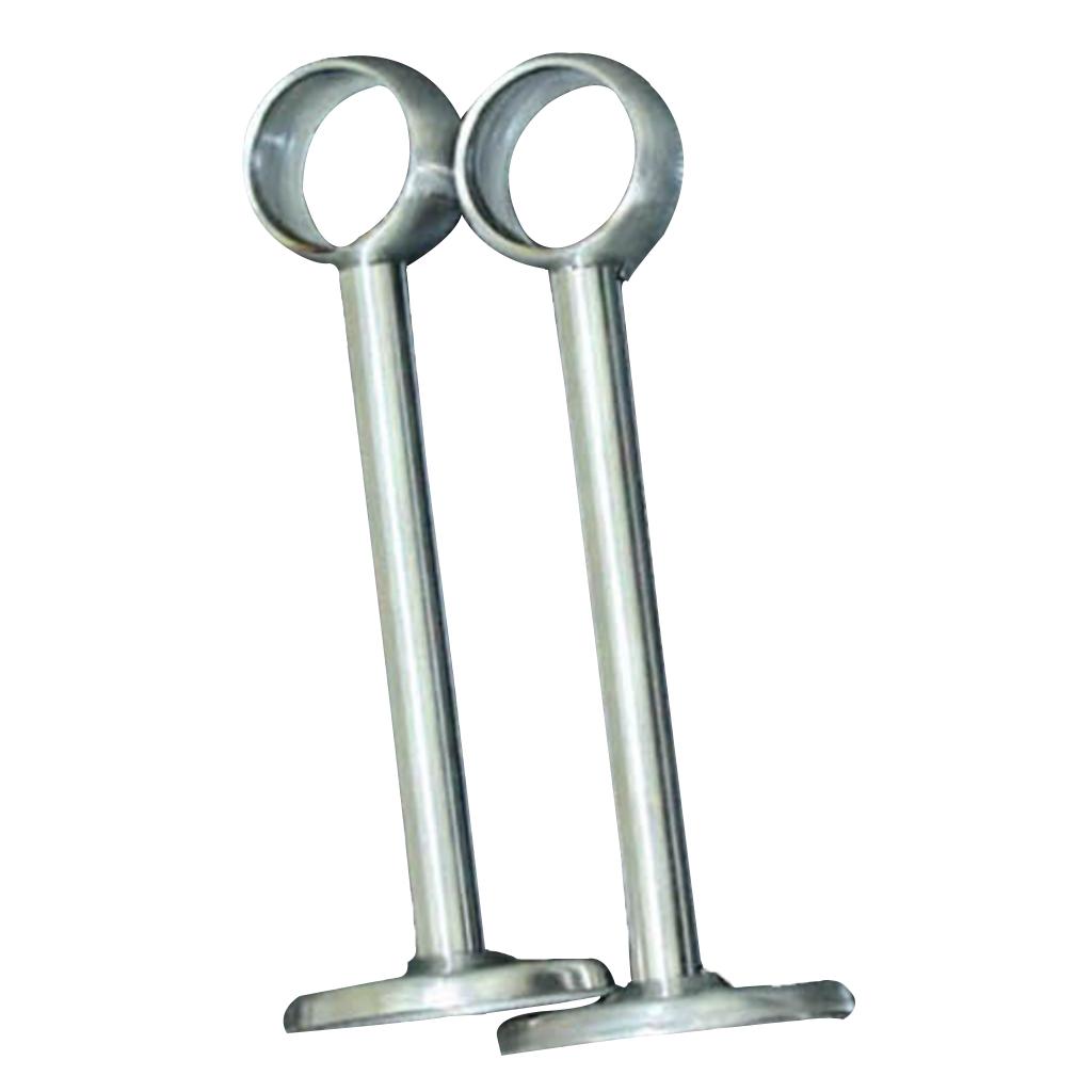 2pcs Stainless Steel Wardrobe Pipe Lever Rod Bracket Flange