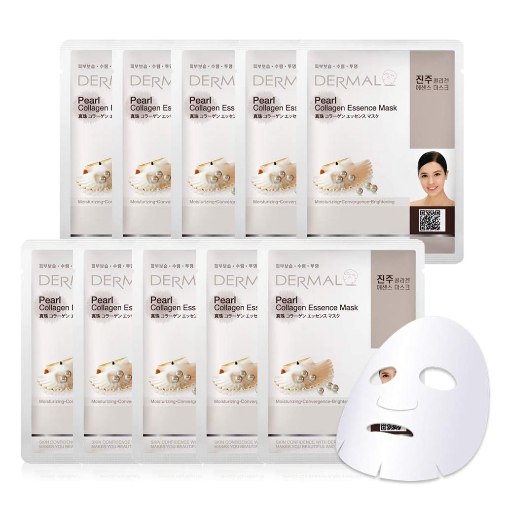 Mặt Nạ Dermal Tinh Chất Ngọc Trai Dưỡng Trắng Da Pearl Collagen Essence Mask 23g - 10 Miếng