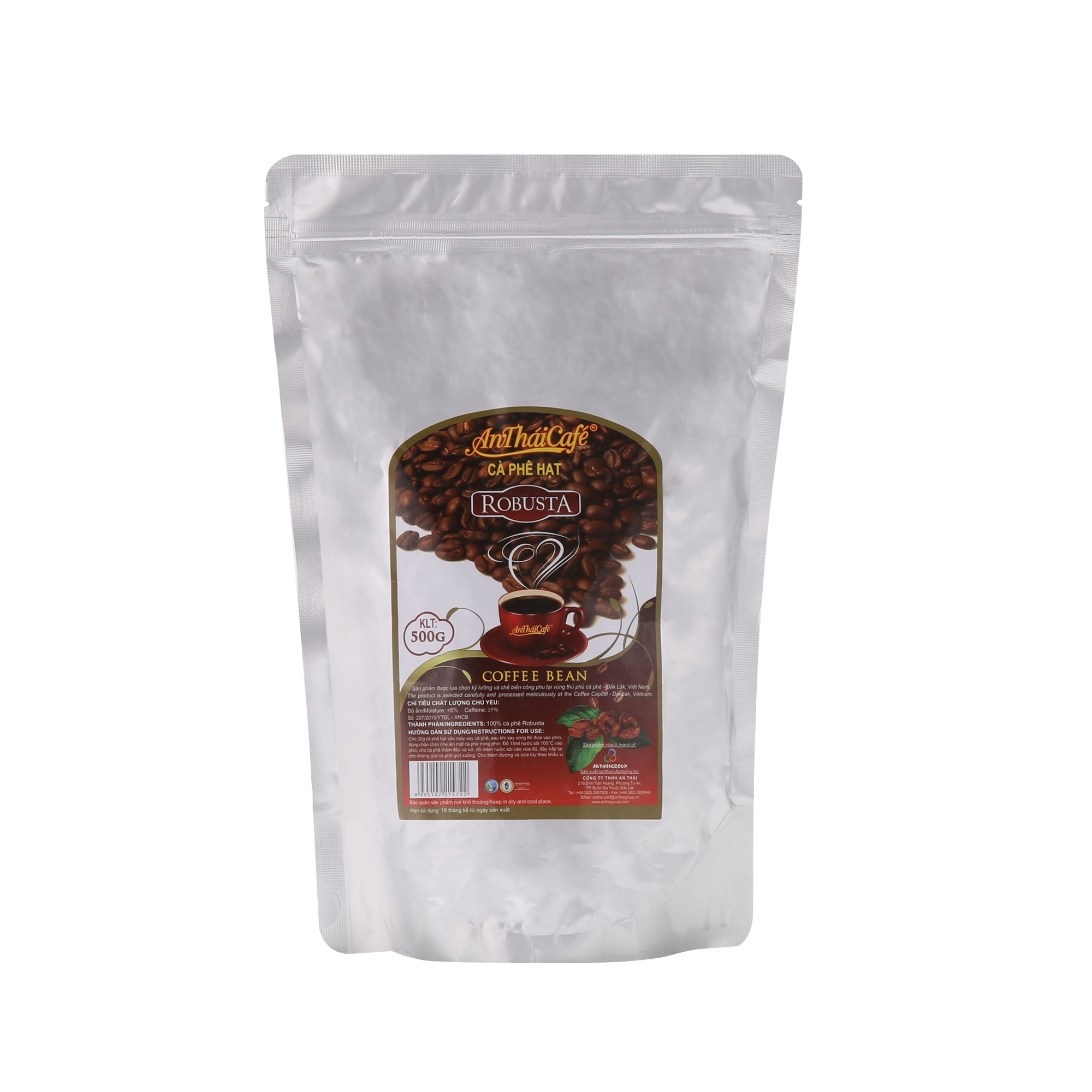 Cà Phê Hạt Rang AnTháiCafé Túi Robusta - 500g