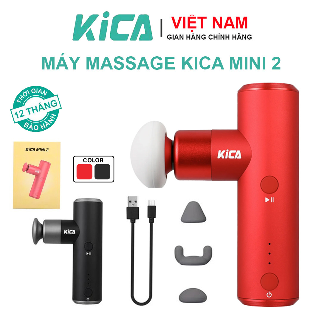 Máy Massaga Cầm Tay Kica Mini 2, Mát Xa Toàn Thân Với 3 Đầu Thay Thế và 4 Cấp Độ Hỗ Trợ Mát Xa Chuyên Sâu, Giảm Đau Cơ, Cứng Khớp - Hàng chính hãng