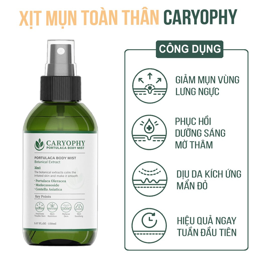 Xịt mụn lưng Caryophy portulaca body mist 3in1 150ml