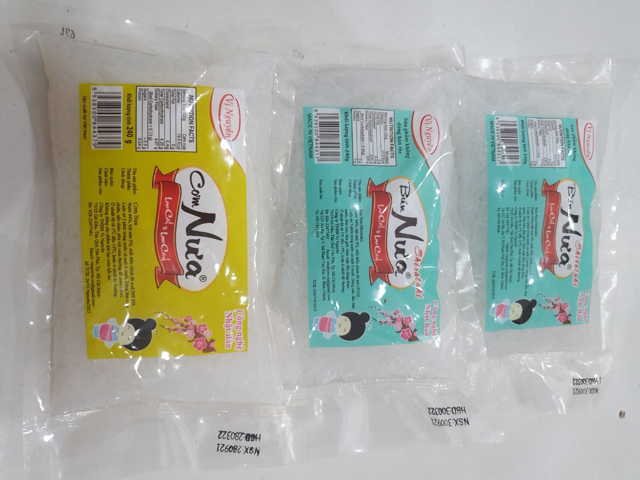 Combo 2 Gói Bún Nưa 1 Gói Cơm Nưa Vị Nguyên 240Gram