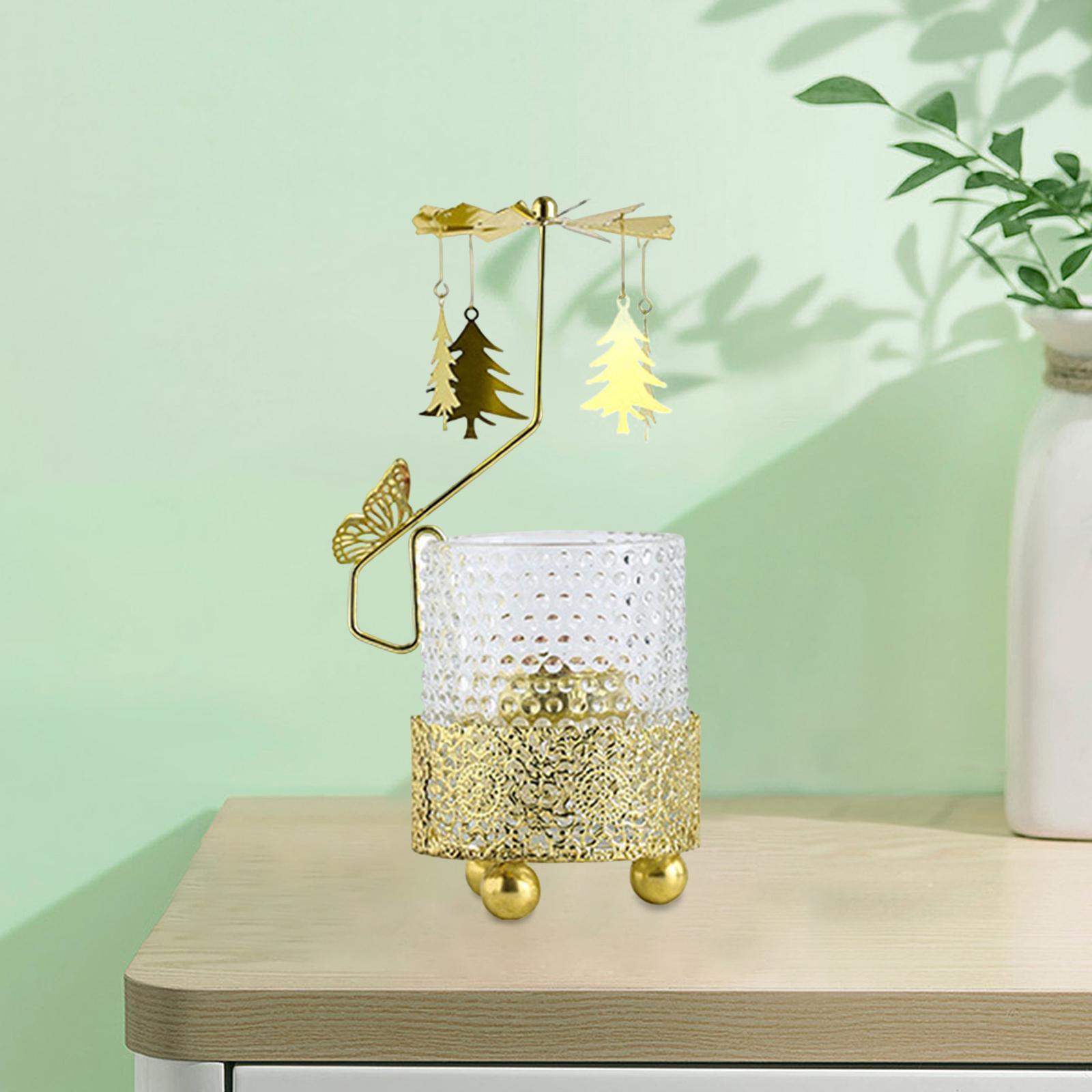 Rotary Candlestick Ornament Tea Light Holder for Restaurant Desktop Fireplace Home Decoration