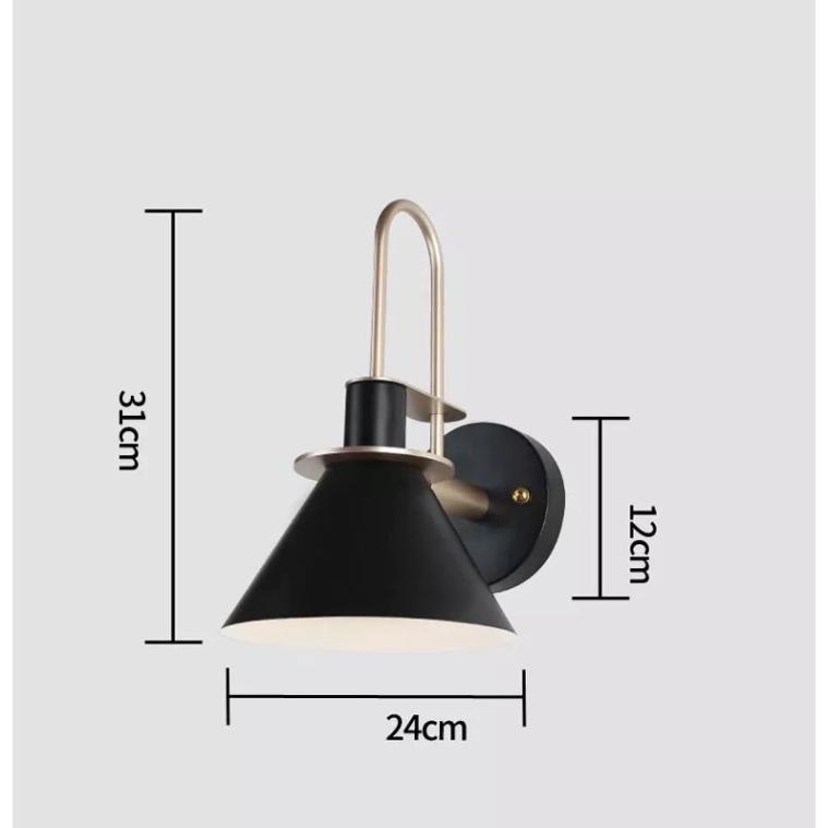 Đèn tường Decor màu đen - đui E27 đèn tường trang trí quán, shop hình chao loa đèn