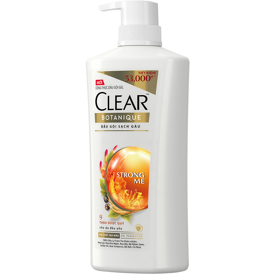 Dầu Gội đầu Clear Botanique 9 Thảo Dược Quý Cho Da Đầu Yếu Với 3X Sức Mạnh Đánh Bay Gàu Nhờn Ngứa 630g