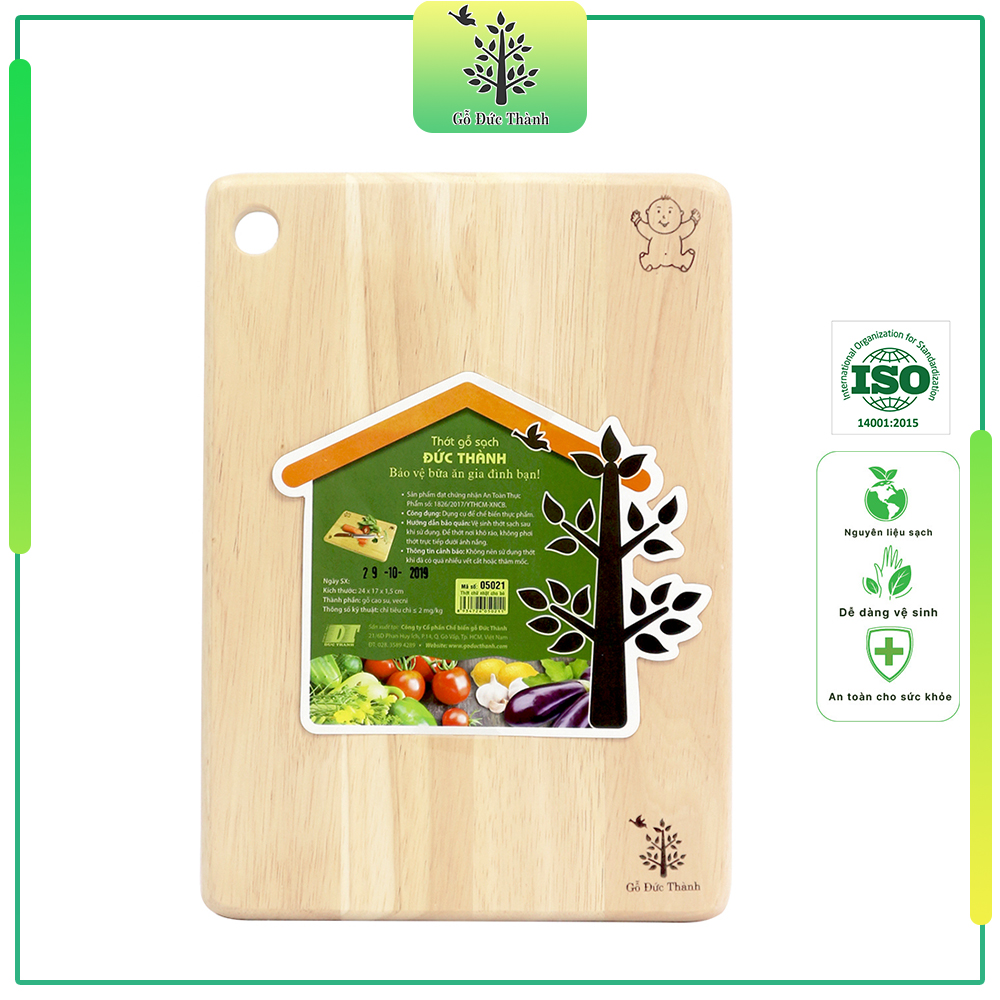 Thớt gỗ hình chữ nhật cho bé - Gỗ Đức Thành - 05021 - Đạt chứng nhận vệ sinh an toàn thực phẩm