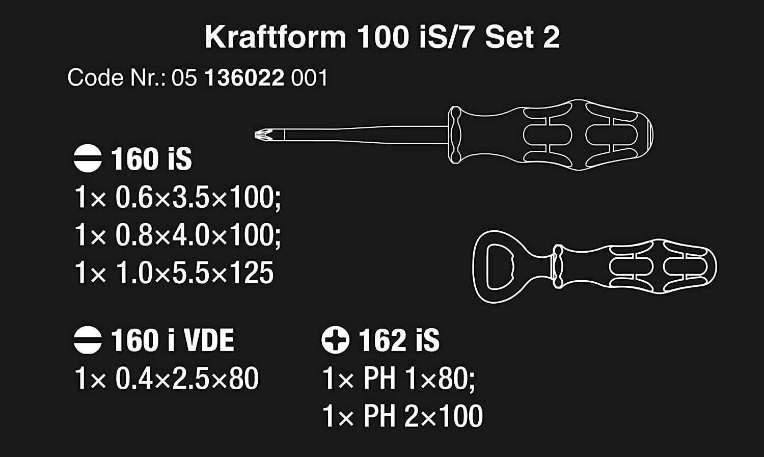 Hình ảnh Bộ tua vít cách điện Wera 05136022001 Kraftform 100 iS/7 set 2 gồm 7 cái với túi vải cao cấp và khu nắp chai